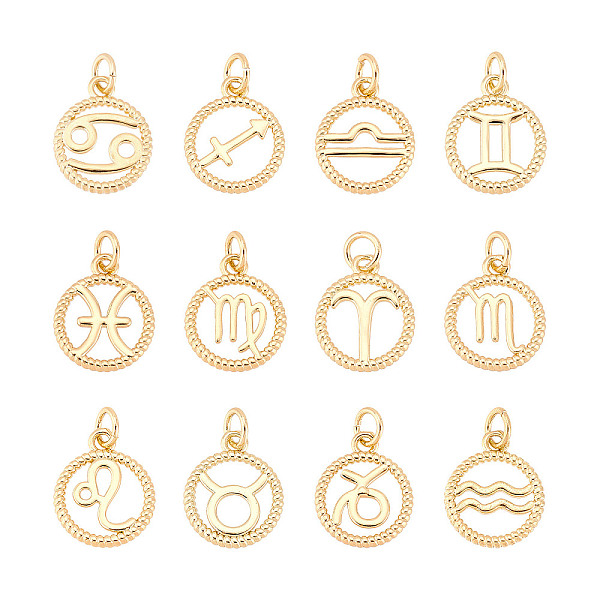 PandaHall SUPERFINDINGS 12 Styles Brass Twelve Constellation Pendant 14.5x12mm Golden Flat Round with Zodiac Sign Jewelry Charms Micro Pave...
PandaHall SUPERFINDINGS 12 Styles Brass Twelve Constellation Pendant 14.5x12mm Golden Flat Round with Zodiac Sign Jewelry Charms Micro Pave...