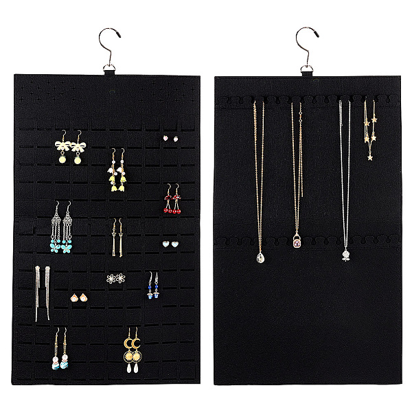 PandaHall Double-sided Soft Felt Wall-Mounted Jewelry Hanging Rolls, for Earrings, Necklaces Organizer Holder, with Platinum Tone Iron Hooks..., Black
PandaHall Double-sided Soft Felt Wall-Mounted Jewelry Hanging Rolls, for Earrings, Necklaces Organizer Holder, with Platinum Tone Iron Hooks..., Black