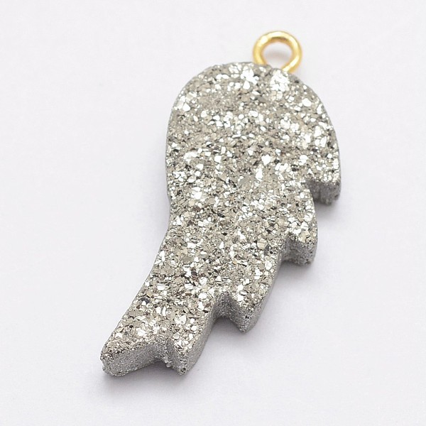 PandaHall Electroplate Natural Druzy Quartz Crystal Pendants, with Brass Findings, Golden, Wing, Gray, 29.5x14x3.5~6.5mm, Hole: 1.5mm Quartz...
PandaHall Electroplate Natural Druzy Quartz Crystal Pendants, with Brass Findings, Golden, Wing, Gray, 29.5x14x3.5~6.5mm, Hole: 1.5mm Quartz...