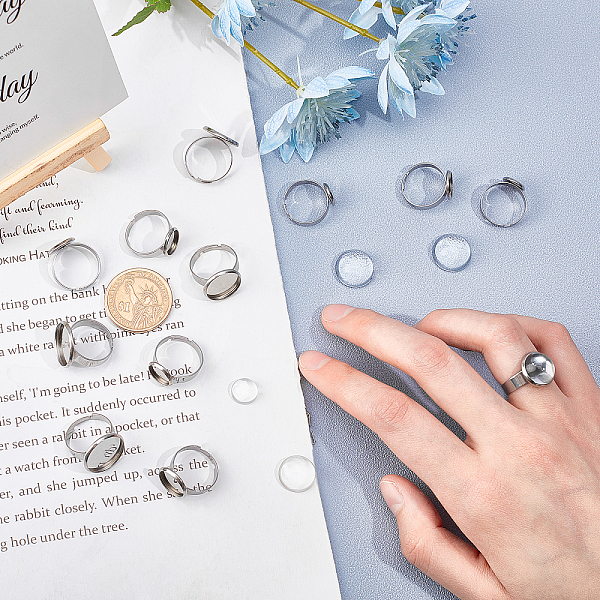 PandaHall UNICRAFTALE 8/10/12/14/16mm Adjust Ring Base 20 Sets Stainless Steel Bezel Rings with Half Round Glass Cabochons Finger Rings...
PandaHall UNICRAFTALE 8/10/12/14/16mm Adjust Ring Base 20 Sets Stainless Steel Bezel Rings with Half Round Glass Cabochons Finger Rings...