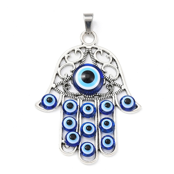 PandaHall Tibetan Style Alloy Pendants, Hamsa Hand/Hand of Miriam with Resin Evil Eye Charm, Antique Silver, 53x39.5x5.5mm, Hole: 7.5x4mm...
PandaHall Tibetan Style Alloy Pendants, Hamsa Hand/Hand of Miriam with Resin Evil Eye Charm, Antique Silver, 53x39.5x5.5mm, Hole: 7.5x4mm...