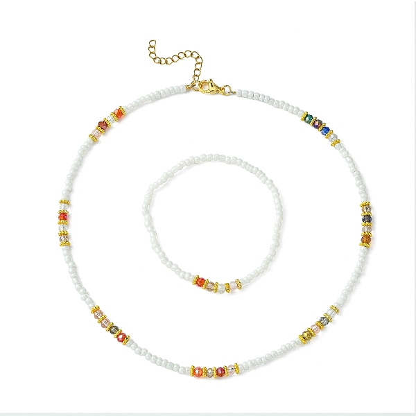 PandaHall Glass Seed Beaded Necklace & Stretch Bracelet, Jewelry Set for Women, Colorful, 17-3/4 inch(45cm), 2-1/8 inch(5.4cm) Glass
PandaHall Glass Seed Beaded Necklace & Stretch Bracelet, Jewelry Set for Women, Colorful, 17-3/4 inch(45cm), 2-1/8 inch(5.4cm) Glass
