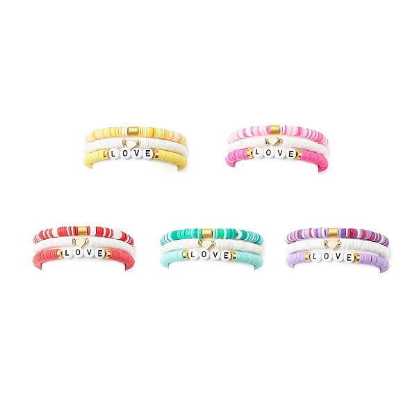 PandaHall 15Pcs 5 Style Polymer Clay Heishi Surfer Stretch Bracelets Set, Acrylic Word Love & Brass Heart Preppy Bracelets for Women, Mixed..., Multicolor
PandaHall 15Pcs 5 Style Polymer Clay Heishi Surfer Stretch Bracelets Set, Acrylic Word Love & Brass Heart Preppy Bracelets for Women, Mixed..., Multicolor