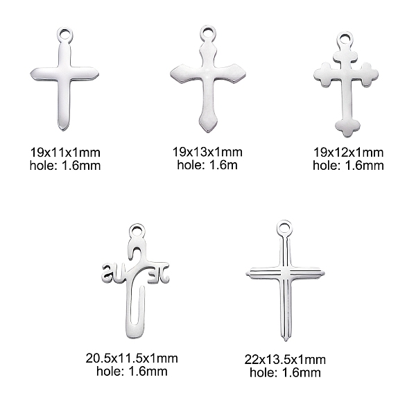 PandaHall 10Pcs 5 Style 304 Stainless Steel Pendants, Cross, Stainless Steel Color, 19~22x11~13x1mm, Hole: 1.6mm, 2pcs/style 304 Stainless...
PandaHall 10Pcs 5 Style 304 Stainless Steel Pendants, Cross, Stainless Steel Color, 19~22x11~13x1mm, Hole: 1.6mm, 2pcs/style 304 Stainless...