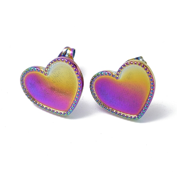 PandaHall Ion Plating(IP) 304 Stainless Steel Stud Earring Findings, Heart Tray Earring Settings, with Ear Nuts, Rainbow Color, Tray: 9x13mm...
PandaHall Ion Plating(IP) 304 Stainless Steel Stud Earring Findings, Heart Tray Earring Settings, with Ear Nuts, Rainbow Color, Tray: 9x13mm...