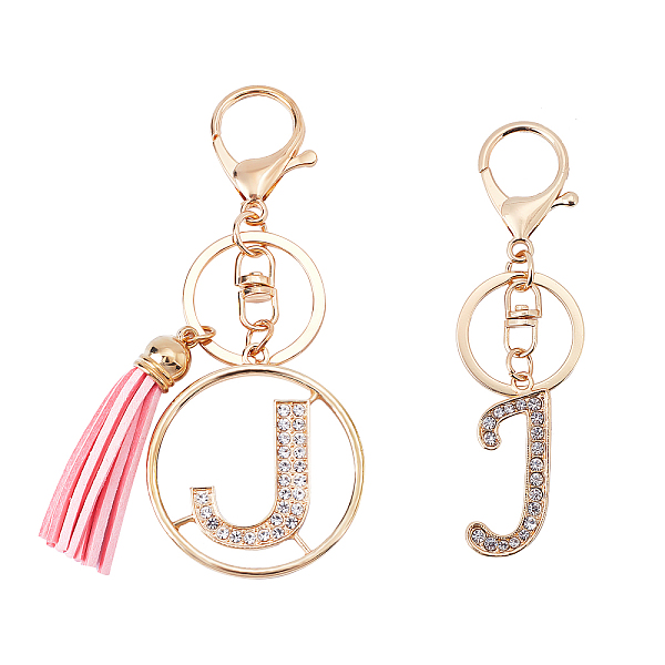 PandaHall 2Pcs 2 Style Alloy Rhinestone Keychain Sets, with Lobster Claw Clasps and PU Leather Tassel, Alphabet, Letter.J, 1pc/style, 102mm..., Clear
PandaHall 2Pcs 2 Style Alloy Rhinestone Keychain Sets, with Lobster Claw Clasps and PU Leather Tassel, Alphabet, Letter.J, 1pc/style, 102mm..., Clear