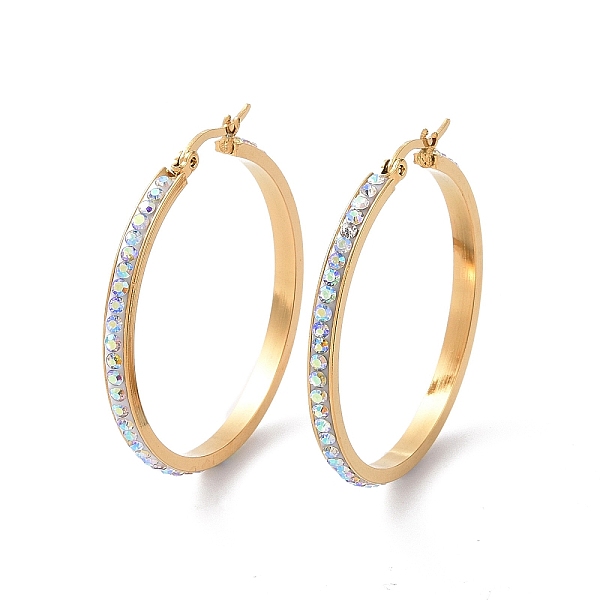 PandaHall 304 Stainless Steel Hoop Earrings, with Polymer Clay and Rhinestone, Ring, Golden, Crystal AB, 40x39x3.5mm Rhinestone Ring Clear
PandaHall 304 Stainless Steel Hoop Earrings, with Polymer Clay and Rhinestone, Ring, Golden, Crystal AB, 40x39x3.5mm Rhinestone Ring Clear