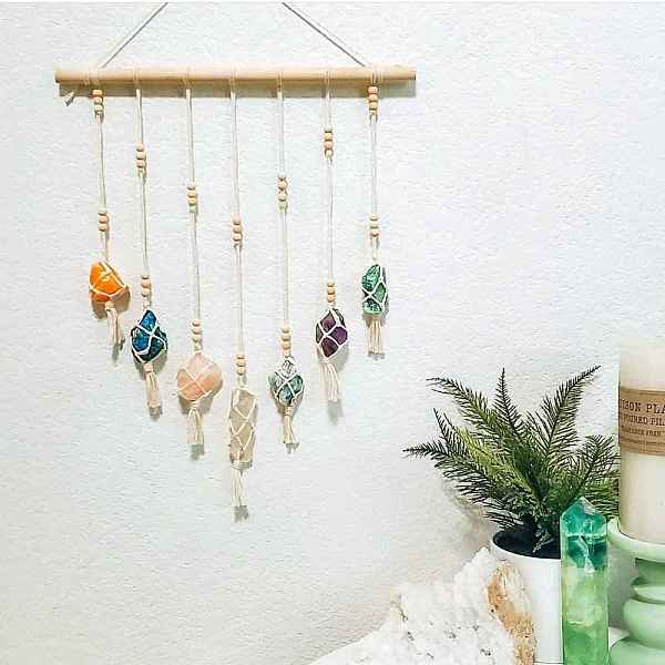 PandaHall Handmade Macrame Cotton Pendant Decoration, with 7 Chakra Natural Gemstone, for Garden Decoration, Colorful, 750x350mm Cotton...
PandaHall Handmade Macrame Cotton Pendant Decoration, with 7 Chakra Natural Gemstone, for Garden Decoration, Colorful, 750x350mm Cotton...