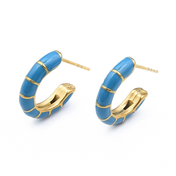 PandaHall Enamel C-shape Stud Earrings, Gold Plated 304 Stainless Steel Half Hoop Earrings for Women, with Ear Nuts, Deep Sky Blue...
PandaHall Enamel C-shape Stud Earrings, Gold Plated 304 Stainless Steel Half Hoop Earrings for Women, with Ear Nuts, Deep Sky Blue...