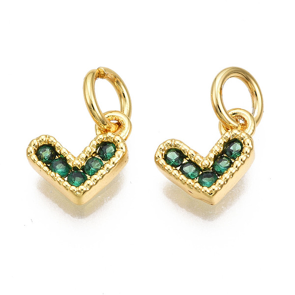 PandaHall Brass Micro Pave Cubic Zirconia Charms, with Jump Ring, Heart, Real 16K Gold Plated, Nickel Free, Green, 8x8x2mm, Jump Ring: 5x1mm...
PandaHall Brass Micro Pave Cubic Zirconia Charms, with Jump Ring, Heart, Real 16K Gold Plated, Nickel Free, Green, 8x8x2mm, Jump Ring: 5x1mm...
