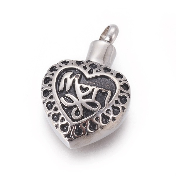 PandaHall Mother's Day Theme, Retro 304 Stainless Steel Pendants, Perfume Bottle, Heart with Word Mom, Antique Silver, 29.5x18x8mm, Hole...
PandaHall Mother's Day Theme, Retro 304 Stainless Steel Pendants, Perfume Bottle, Heart with Word Mom, Antique Silver, 29.5x18x8mm, Hole...