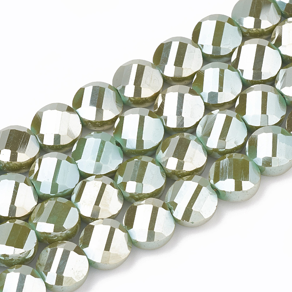 PandaHall Electroplate Opaque Solid Color Glass Beads Strands, Faceted, Flat Round, Olive Drab, 7~8x8x5mm, Hole: 1.2mm, about..., Green
PandaHall Electroplate Opaque Solid Color Glass Beads Strands, Faceted, Flat Round, Olive Drab, 7~8x8x5mm, Hole: 1.2mm, about..., Green