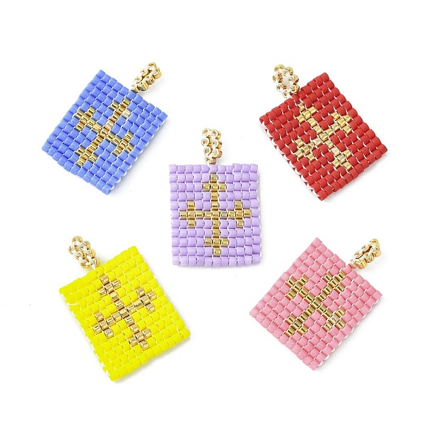 PandaHall Handmade MIYUKI Japanese Seed Loom Pattern Seed Beads, Rectangle with Cross Pendants, Mixed Color, 25~25.5x16x2mm, Hole: 2.5mm..., Multicolor
PandaHall Handmade MIYUKI Japanese Seed Loom Pattern Seed Beads, Rectangle with Cross Pendants, Mixed Color, 25~25.5x16x2mm, Hole: 2.5mm..., Multicolor