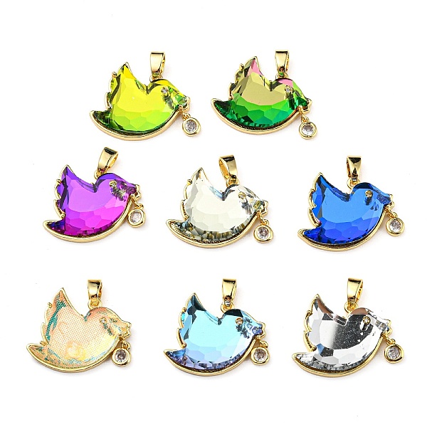 PandaHall Rack Plating Eco-Friendly Brass Cubic Zirconia Pendants, with Glass, Cadmium Free & Lead Free, Real 18K Gold Plated, Faceted, Bird..., Multicolor
PandaHall Rack Plating Eco-Friendly Brass Cubic Zirconia Pendants, with Glass, Cadmium Free & Lead Free, Real 18K Gold Plated, Faceted, Bird..., Multicolor