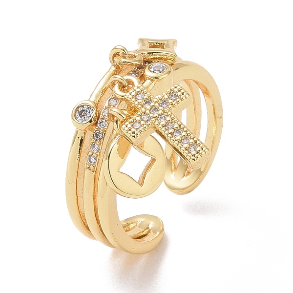 PandaHall Clear Cubic Zirconia Cross & Coin & Star Charms Open Ring, Brass Jewelry for Women, Cadmium Free & Lead Free, Real 18K Gold Plated...
PandaHall Clear Cubic Zirconia Cross & Coin & Star Charms Open Ring, Brass Jewelry for Women, Cadmium Free & Lead Free, Real 18K Gold Plated...