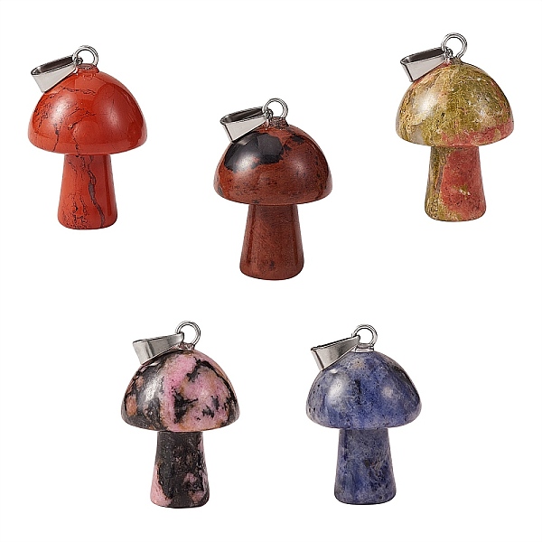 PandaHall Natural Gemstone Pendants, with Stainless Steel Snap On Bails, Mushroom Shaped, Mixed Color, 24~25x16mm, Hole: 5x3mm, 1pc/color..., Multicolor
PandaHall Natural Gemstone Pendants, with Stainless Steel Snap On Bails, Mushroom Shaped, Mixed Color, 24~25x16mm, Hole: 5x3mm, 1pc/color..., Multicolor