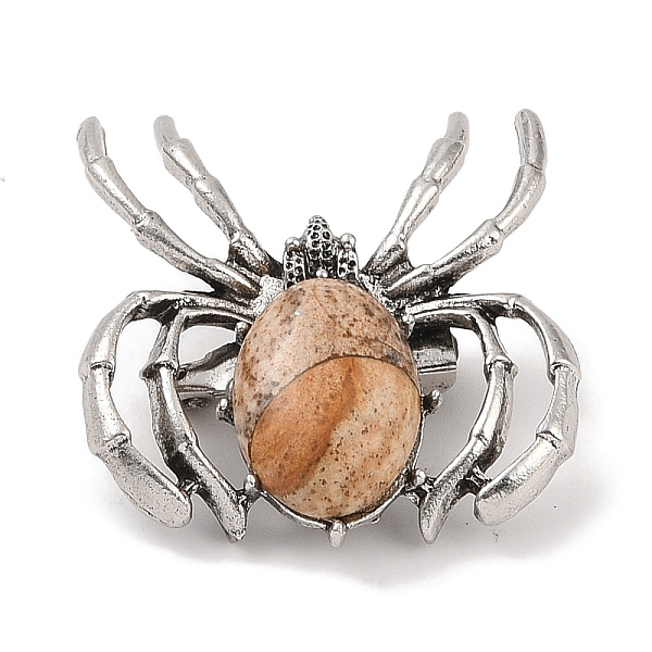 PandaHall Natural Picture Jasper Brooches, with Alloy Findings, Spider, Antique Silver, 37x34x8mm Picture Jasper Spider
PandaHall Natural Picture Jasper Brooches, with Alloy Findings, Spider, Antique Silver, 37x34x8mm Picture Jasper Spider