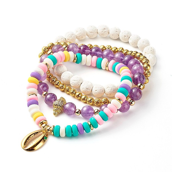PandaHall Shell Shape Cubic Zirconia Charm Stretch Bracelets Set for Teen Girl Women, Natural Lava Rock & Polymer Clay & Natural Amethyst...
PandaHall Shell Shape Cubic Zirconia Charm Stretch Bracelets Set for Teen Girl Women, Natural Lava Rock & Polymer Clay & Natural Amethyst...