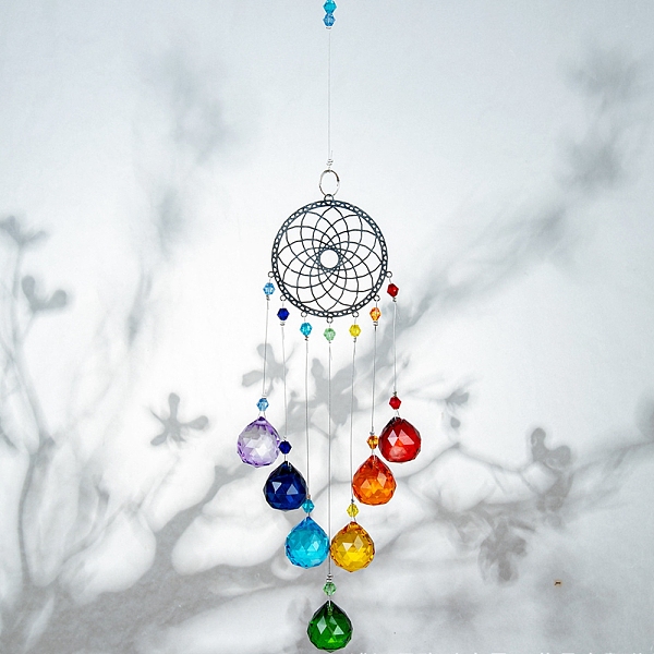 PandaHall Crystals Chandelier Suncatchers Prisms Chakra Hanging Pendant, with Iron Cable Chains & Links, Glass Beads and Rhinestone, Flower...
PandaHall Crystals Chandelier Suncatchers Prisms Chakra Hanging Pendant, with Iron Cable Chains & Links, Glass Beads and Rhinestone, Flower...