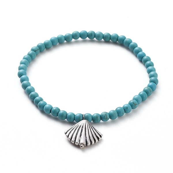 PandaHall Synthetic Turquoise(Dyed) Stretch Bracelets, with Thailand 925 Sterling Silver Plated Tibetan Style Alloy Beads, Shell Shape..., Green
PandaHall Synthetic Turquoise(Dyed) Stretch Bracelets, with Thailand 925 Sterling Silver Plated Tibetan Style Alloy Beads, Shell Shape..., Green