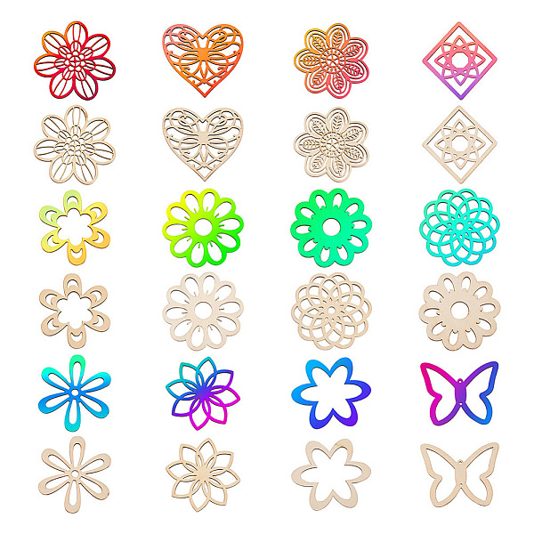 PandaHall 24pcs 12 Styles Unfinished Natural Poplar Wood Filigree Joiners Links, Laser Cut Wood Shapes, Flower/Heart/Butterfly/Rhombus...
PandaHall 24pcs 12 Styles Unfinished Natural Poplar Wood Filigree Joiners Links, Laser Cut Wood Shapes, Flower/Heart/Butterfly/Rhombus...