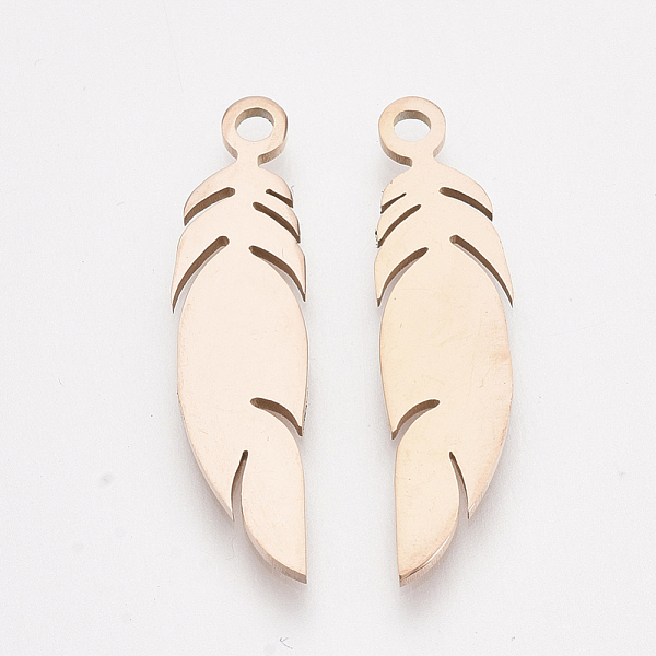 PandaHall 201 Stainless Steel Pendants, Feather, Rose Gold, 25x6x1mm, Hole: 1.6mm 201 Stainless Steel Feather
PandaHall 201 Stainless Steel Pendants, Feather, Rose Gold, 25x6x1mm, Hole: 1.6mm 201 Stainless Steel Feather