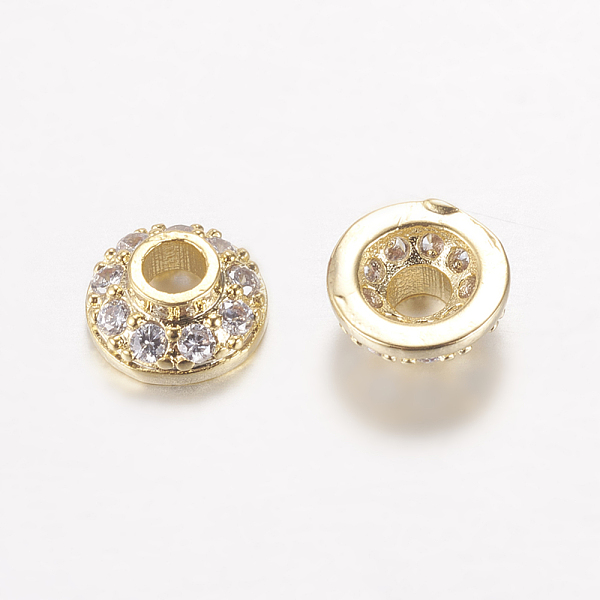 PandaHall Brass Micro Pave Cubic Zirconia Bead Cap, Cadmium Free & Lead Free, Apetalous, Golden, 6x3mm, Hole: 2mm Brass+Cubic Zirconia Clear
PandaHall Brass Micro Pave Cubic Zirconia Bead Cap, Cadmium Free & Lead Free, Apetalous, Golden, 6x3mm, Hole: 2mm Brass+Cubic Zirconia Clear