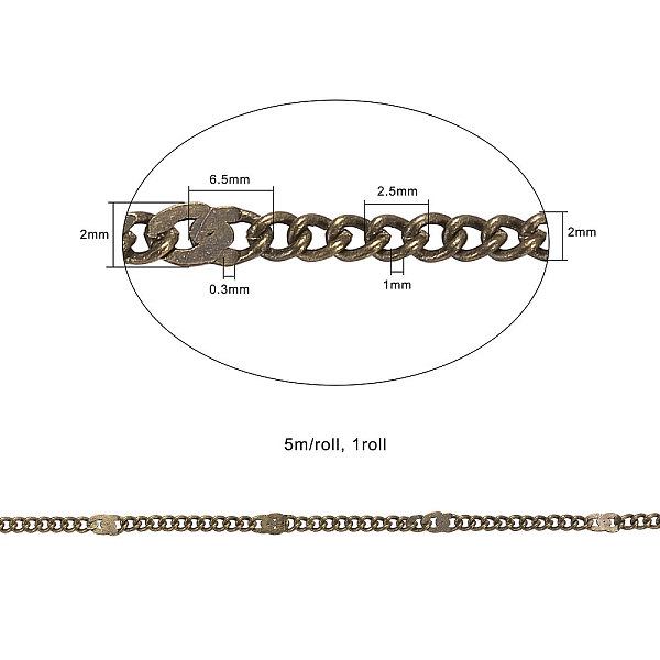 PandaHall Brass Coated Iron Cable Chains, Soldered, with Spool, Antique Bronze, 2.5x2x1mm Iron
PandaHall Brass Coated Iron Cable Chains, Soldered, with Spool, Antique Bronze, 2.5x2x1mm Iron