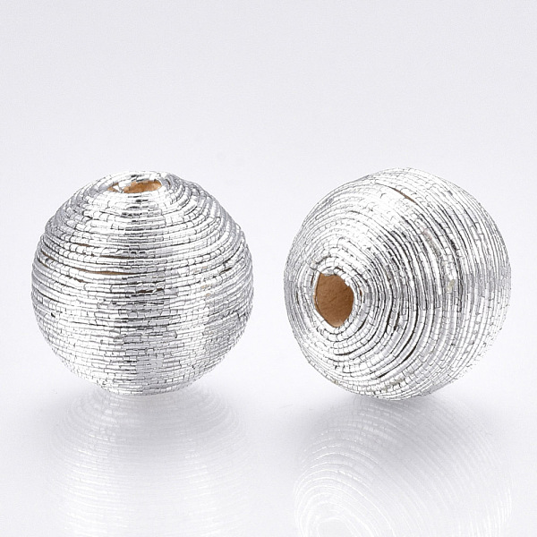 PandaHall Wood Beads Covered with Polyester Cord Wire, Round, Silver, 14~15x13~14mm, Hole: 2~3mm Polyester Round Silver
PandaHall Wood Beads Covered with Polyester Cord Wire, Round, Silver, 14~15x13~14mm, Hole: 2~3mm Polyester Round Silver
