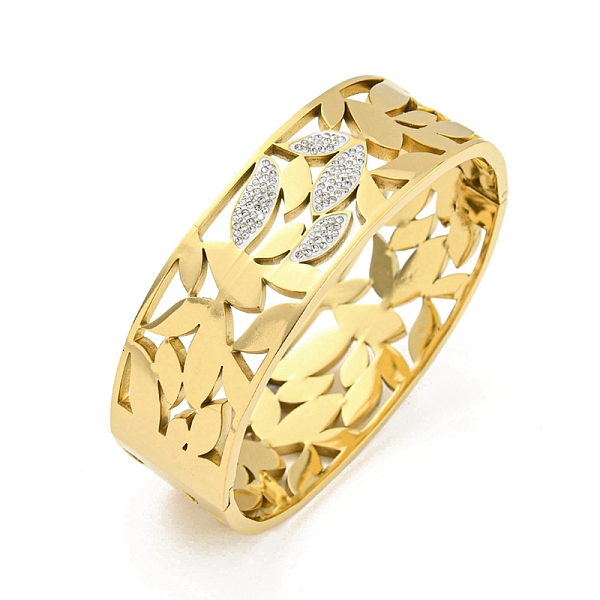 PandaHall 304 Stainless Steel Pave Crystal Rhinestone Hollow Out Leaf Hinged Bangles for Women, Golden, 3/4 inch(2cm), Inner Diameter..., Clear
PandaHall 304 Stainless Steel Pave Crystal Rhinestone Hollow Out Leaf Hinged Bangles for Women, Golden, 3/4 inch(2cm), Inner Diameter..., Clear