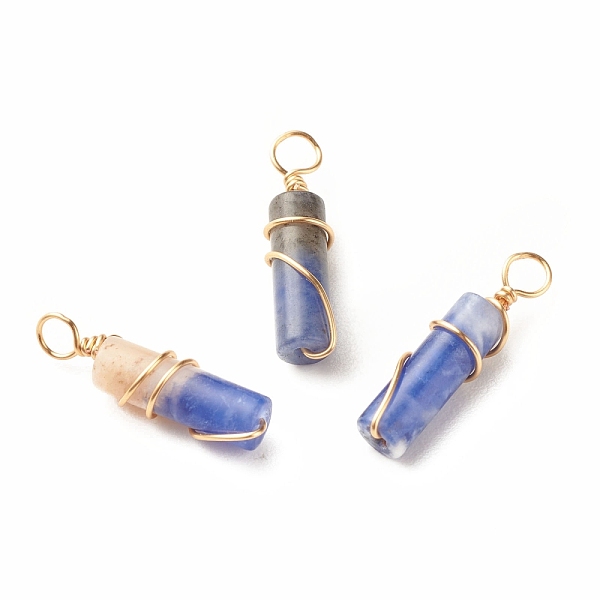 PandaHall Natural Sodalite Pendants, with Light Gold Tone Eco-Friendly Copper Wire Wrapped, Column, 20~21x5~5.5mm, Hole: 2.3~2.8mm Sodalite...
PandaHall Natural Sodalite Pendants, with Light Gold Tone Eco-Friendly Copper Wire Wrapped, Column, 20~21x5~5.5mm, Hole: 2.3~2.8mm Sodalite...