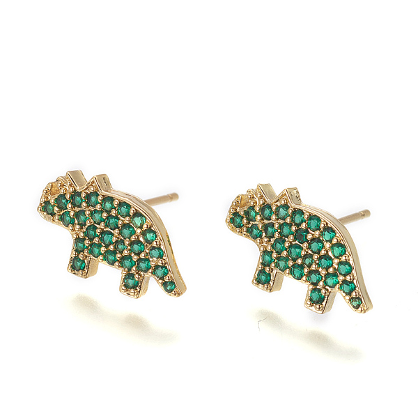 PandaHall Brass Stud Earrings, with Cubic Zirconia, Lead Free & Cadmium Free, Dinosaur, Green, Golden, 9.5x16x2.5mm, Pin: 0.8mm Cubic...
PandaHall Brass Stud Earrings, with Cubic Zirconia, Lead Free & Cadmium Free, Dinosaur, Green, Golden, 9.5x16x2.5mm, Pin: 0.8mm Cubic...