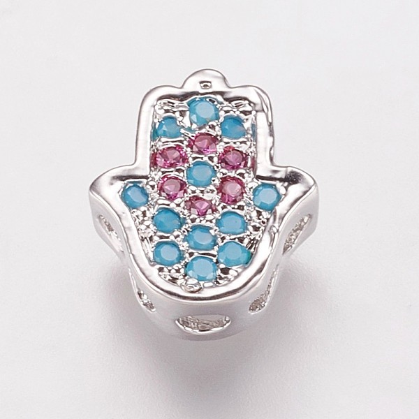 PandaHall Brass Cubic Zirconia Beads, Hamsa Hand/Hand of Fatima/Hand of Miriam, Colorful, Platinum, 9.5x8.5x4mm, Hole: 2mm Brass+Cubic...
PandaHall Brass Cubic Zirconia Beads, Hamsa Hand/Hand of Fatima/Hand of Miriam, Colorful, Platinum, 9.5x8.5x4mm, Hole: 2mm Brass+Cubic...