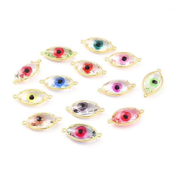 PandaHall Glass Links, with Brass Findings, Long-Lasting Plated, Eye, Mixed Color, 11.5x24x6mm, Hole: 1.2mm Brass+Glass Eye Multicolor
PandaHall Glass Links, with Brass Findings, Long-Lasting Plated, Eye, Mixed Color, 11.5x24x6mm, Hole: 1.2mm Brass+Glass Eye Multicolor
