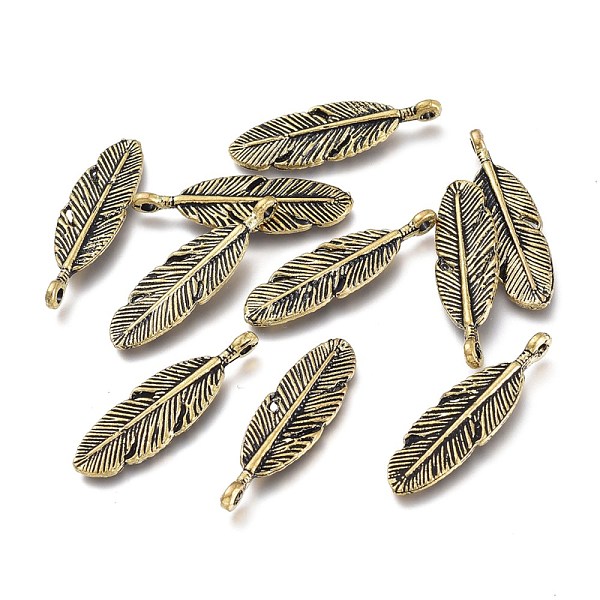 PandaHall Tibetan Style Alloy Pendants, Feather, Antique Golden, 29.5x9x2mm, Hole: 1.6mm Alloy Feather
PandaHall Tibetan Style Alloy Pendants, Feather, Antique Golden, 29.5x9x2mm, Hole: 1.6mm Alloy Feather