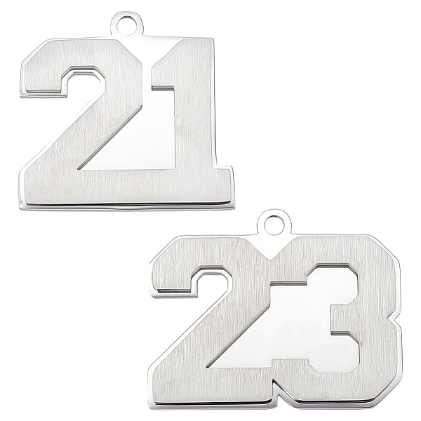 PandaHall Unicraftale 2Pcs 2 Style Carbon Teel Number Pendants, Platinum, Num.21 & Num.23, Platinum, 28~28.5x29.5~35x2.5mm, Hole: 2.5mm...
PandaHall Unicraftale 2Pcs 2 Style Carbon Teel Number Pendants, Platinum, Num.21 & Num.23, Platinum, 28~28.5x29.5~35x2.5mm, Hole: 2.5mm...