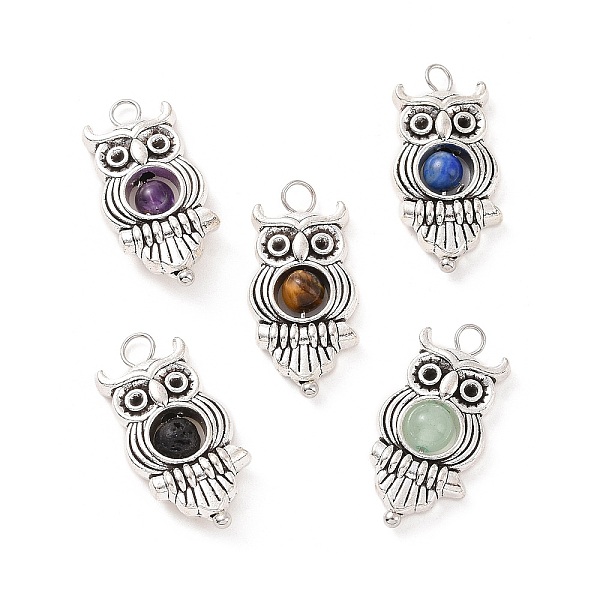 PandaHall Natural Mixed Stone Pendants, Owl Charm, with Antique Silver Tone Alloy Findings, 23x11.5x4.5mm, Hole: 1.7mm Mixed Stone Owl
PandaHall Natural Mixed Stone Pendants, Owl Charm, with Antique Silver Tone Alloy Findings, 23x11.5x4.5mm, Hole: 1.7mm Mixed Stone Owl