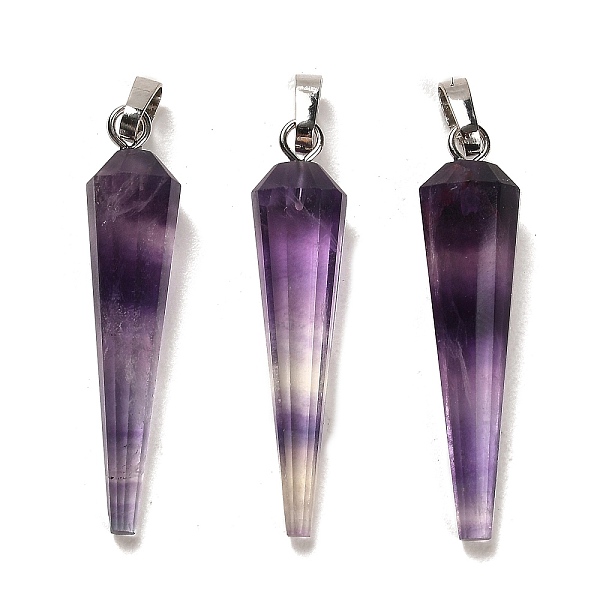 PandaHall Natural Fluorite Pointed Pendants, Faceted Cone Charms with Platinum Plated Barss Snap on Bails, 35~35.5x8~8.5mm, Hole: 6.5x4mm...
PandaHall Natural Fluorite Pointed Pendants, Faceted Cone Charms with Platinum Plated Barss Snap on Bails, 35~35.5x8~8.5mm, Hole: 6.5x4mm...