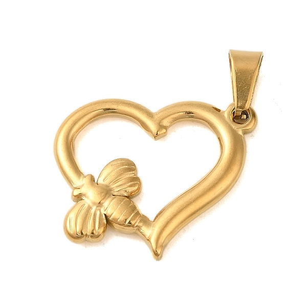 PandaHall Ion Plating(IP) 304 Stainless Steel Pendants, Golden, Heart with Bee Charm, 22x23.5x3mm, Hole: 6x4mm 304 Stainless Steel Heart
PandaHall Ion Plating(IP) 304 Stainless Steel Pendants, Golden, Heart with Bee Charm, 22x23.5x3mm, Hole: 6x4mm 304 Stainless Steel Heart