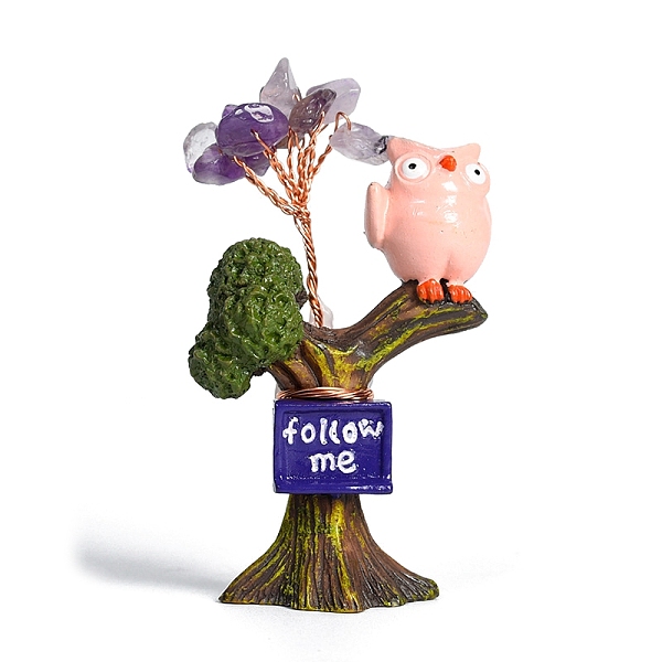 PandaHall Resin Display Decorations, Reiki Energy Stone Feng Shui Ornament, with Natural Amethyst Tree and Copper Wire, Tree with Owl...
PandaHall Resin Display Decorations, Reiki Energy Stone Feng Shui Ornament, with Natural Amethyst Tree and Copper Wire, Tree with Owl...