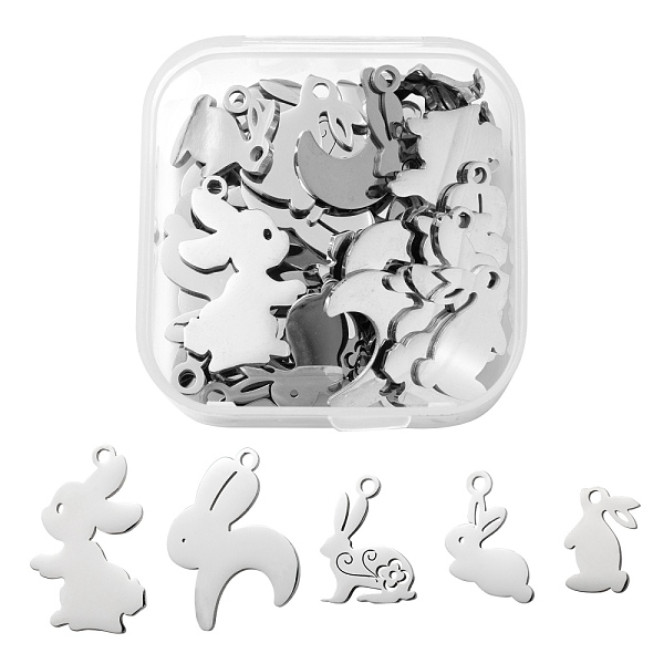 PandaHall 30Pcs 5 Style 201 Stainless Steel Bunny Pendants, Rabbit, Easter Bunny, Stainless Steel Color, 13.7~20.5x12~15x0.9~1mm, Hole...
PandaHall 30Pcs 5 Style 201 Stainless Steel Bunny Pendants, Rabbit, Easter Bunny, Stainless Steel Color, 13.7~20.5x12~15x0.9~1mm, Hole...