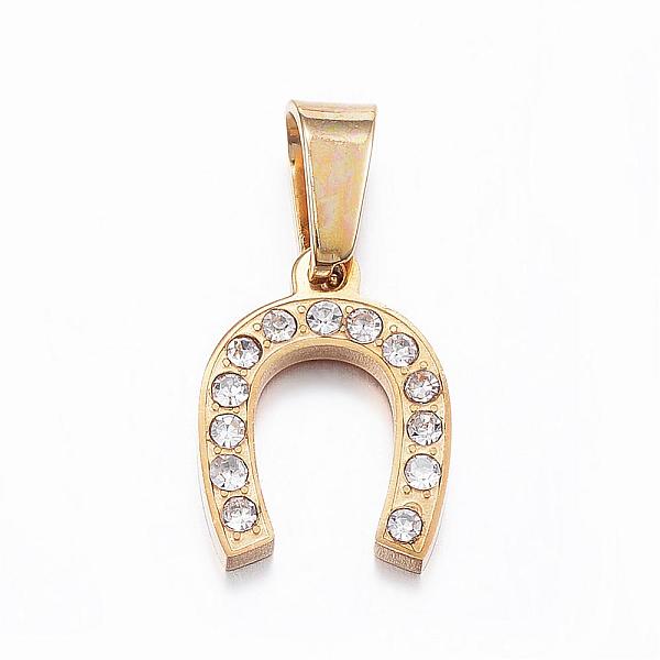 PandaHall 304 Stainless Steel Rhinestone Charms, Hroseshoes, Golden, 14x11x2mm, Hole: 5x2.5mm Stainless Steel+Rhinestone Others Clear
PandaHall 304 Stainless Steel Rhinestone Charms, Hroseshoes, Golden, 14x11x2mm, Hole: 5x2.5mm Stainless Steel+Rhinestone Others Clear