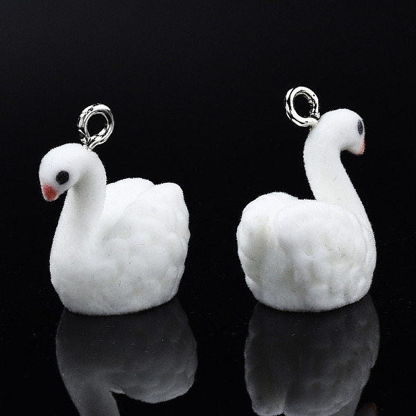 PandaHall Flocky Resin Pendants, with Platinum Plated Iron Loops, Swan, White, 25x21x15mm, Hole: 2.5mm Iron+Resin Other Animal White
PandaHall Flocky Resin Pendants, with Platinum Plated Iron Loops, Swan, White, 25x21x15mm, Hole: 2.5mm Iron+Resin Other Animal White