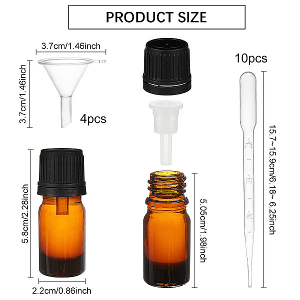PandaHall BENECREAT 24 PACK 5ml Amber Glass Bottle with Orifice Reducer Refillable Empty Essential Oil Bottle with 10PCS Droppers, 4PCS..., Brown
PandaHall BENECREAT 24 PACK 5ml Amber Glass Bottle with Orifice Reducer Refillable Empty Essential Oil Bottle with 10PCS Droppers, 4PCS..., Brown
