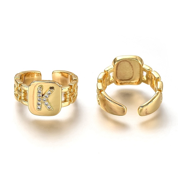 PandaHall Brass Micro Pave Clear Cubic Zirconia Cuff Rings, Open Rings, Long-Lasting Plated, Rectangle, Golden, Letter.K, US Size 7 1/4...
PandaHall Brass Micro Pave Clear Cubic Zirconia Cuff Rings, Open Rings, Long-Lasting Plated, Rectangle, Golden, Letter.K, US Size 7 1/4...