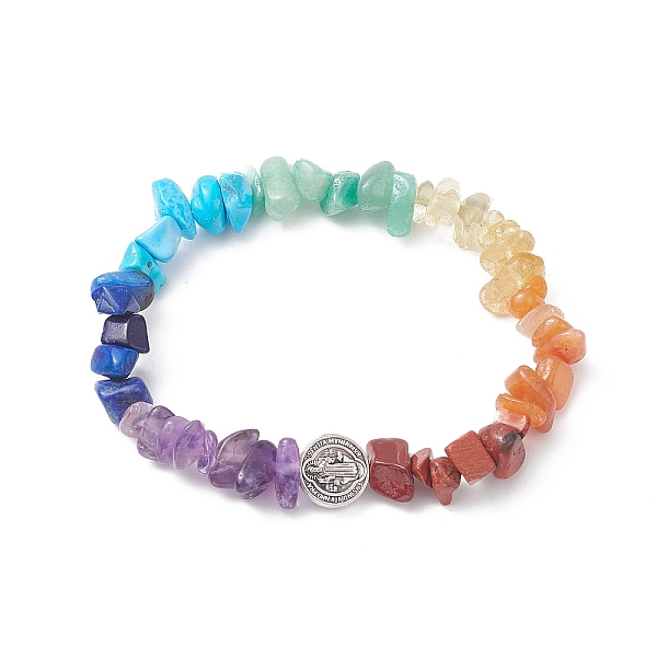 PandaHall Natural Mixed Gemstone Chips & Alloy Saint Benedict Beaded Stretch Bracelets, Inner Diameter: 2-1/8 inch(5.3cm) Mixed Stone
PandaHall Natural Mixed Gemstone Chips & Alloy Saint Benedict Beaded Stretch Bracelets, Inner Diameter: 2-1/8 inch(5.3cm) Mixed Stone