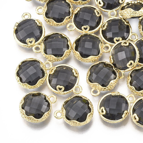 PandaHall Glass Charms, with Brass Findings, Faceted, Flat Round with Heart, Golden, Black, 14x11.5x4.5mm, Hole: 1.5mm Brass+Glass Flat...
PandaHall Glass Charms, with Brass Findings, Faceted, Flat Round with Heart, Golden, Black, 14x11.5x4.5mm, Hole: 1.5mm Brass+Glass Flat...