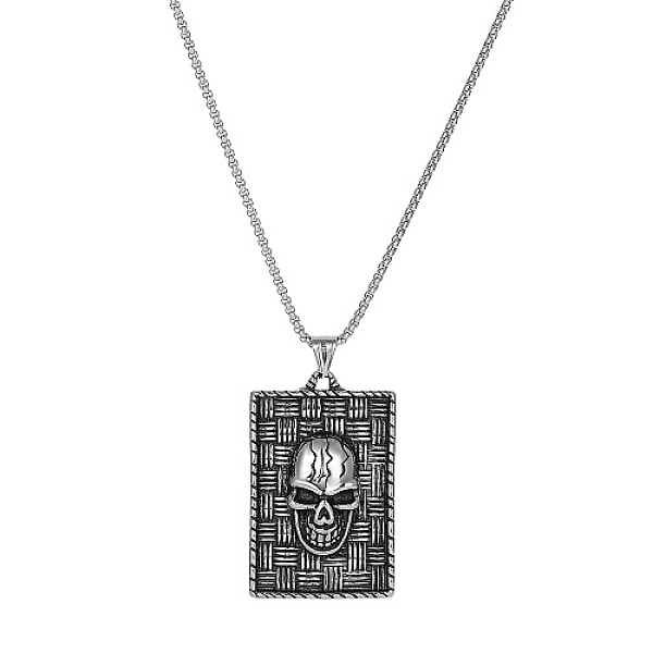 PandaHall Skull Stainless Steel Pendant Necklaces for Men, Antique Silver, 23.62 inch(60cm), Pendant: 55.3x35.2mm Stainless Steel Rectangle
PandaHall Skull Stainless Steel Pendant Necklaces for Men, Antique Silver, 23.62 inch(60cm), Pendant: 55.3x35.2mm Stainless Steel Rectangle
