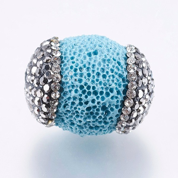 PandaHall Synthetic & Dyed Lava Rock Beads, with Polymer Clay Rhinestones, Barrel, Sky Blue, 15.5~19.5x13.5~15mm, Hole: 0.5mm Lava Rock...
PandaHall Synthetic & Dyed Lava Rock Beads, with Polymer Clay Rhinestones, Barrel, Sky Blue, 15.5~19.5x13.5~15mm, Hole: 0.5mm Lava Rock...