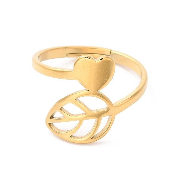 PandaHall Ion Plating(IP) 304 Stainless Steel Heart & Leaf Adjustable Ring for Women, Golden, Inner Diameter: 17mm 304 Stainless Steel
PandaHall Ion Plating(IP) 304 Stainless Steel Heart & Leaf Adjustable Ring for Women, Golden, Inner Diameter: 17mm 304 Stainless Steel